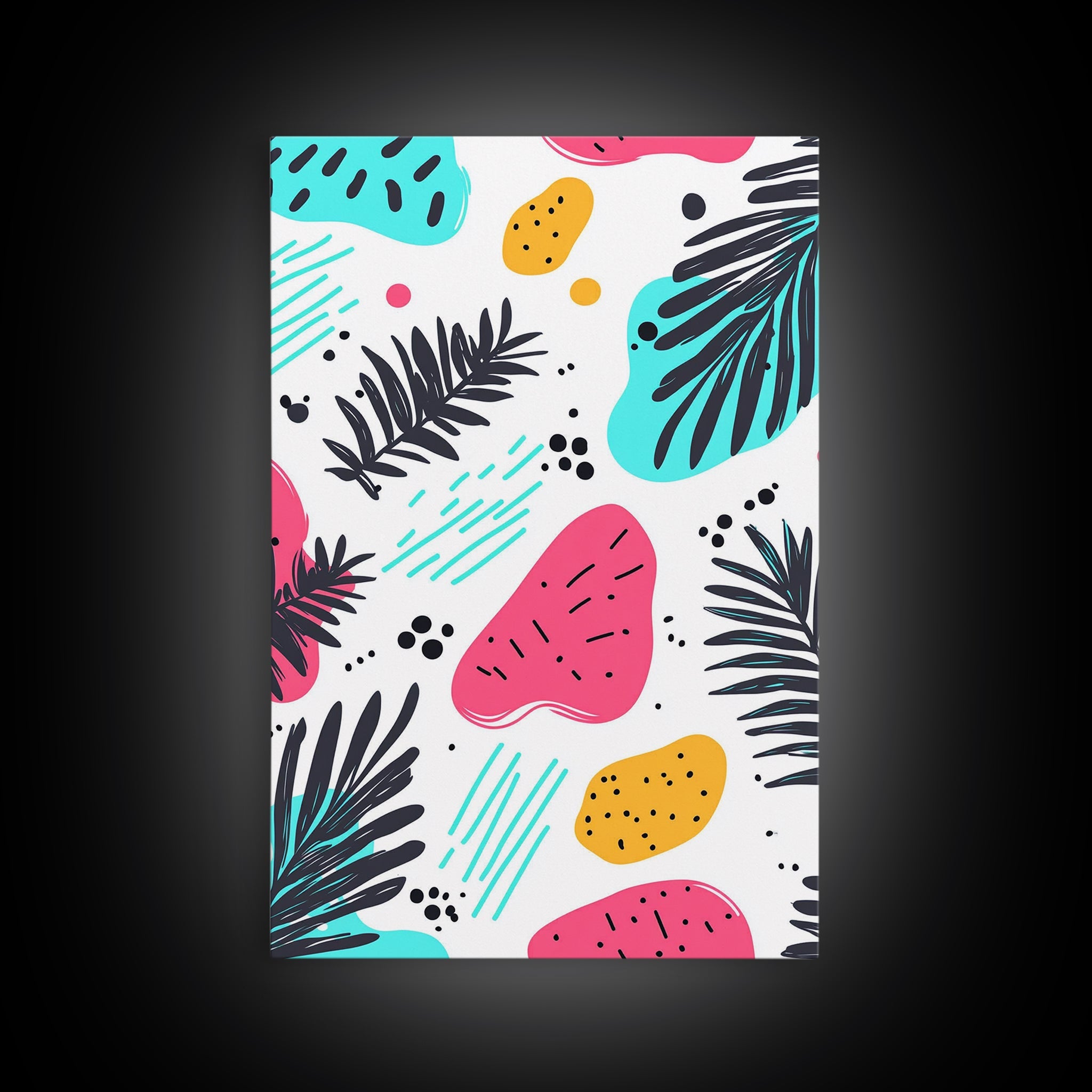 Colorful Abstract Painting Canvas Print, Retro Style Wall Art