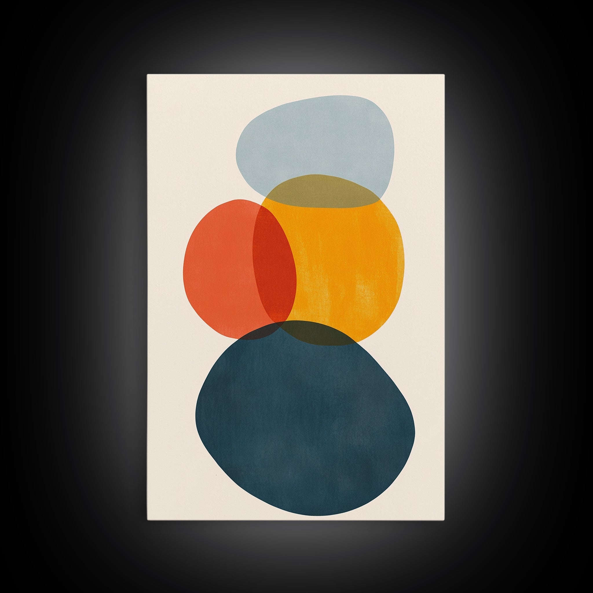 Mid Century Modern Abstract Wall Art Print, White Background Watercolor Spots On Canvas, Canvas Print, Modern Retro Living Room Art