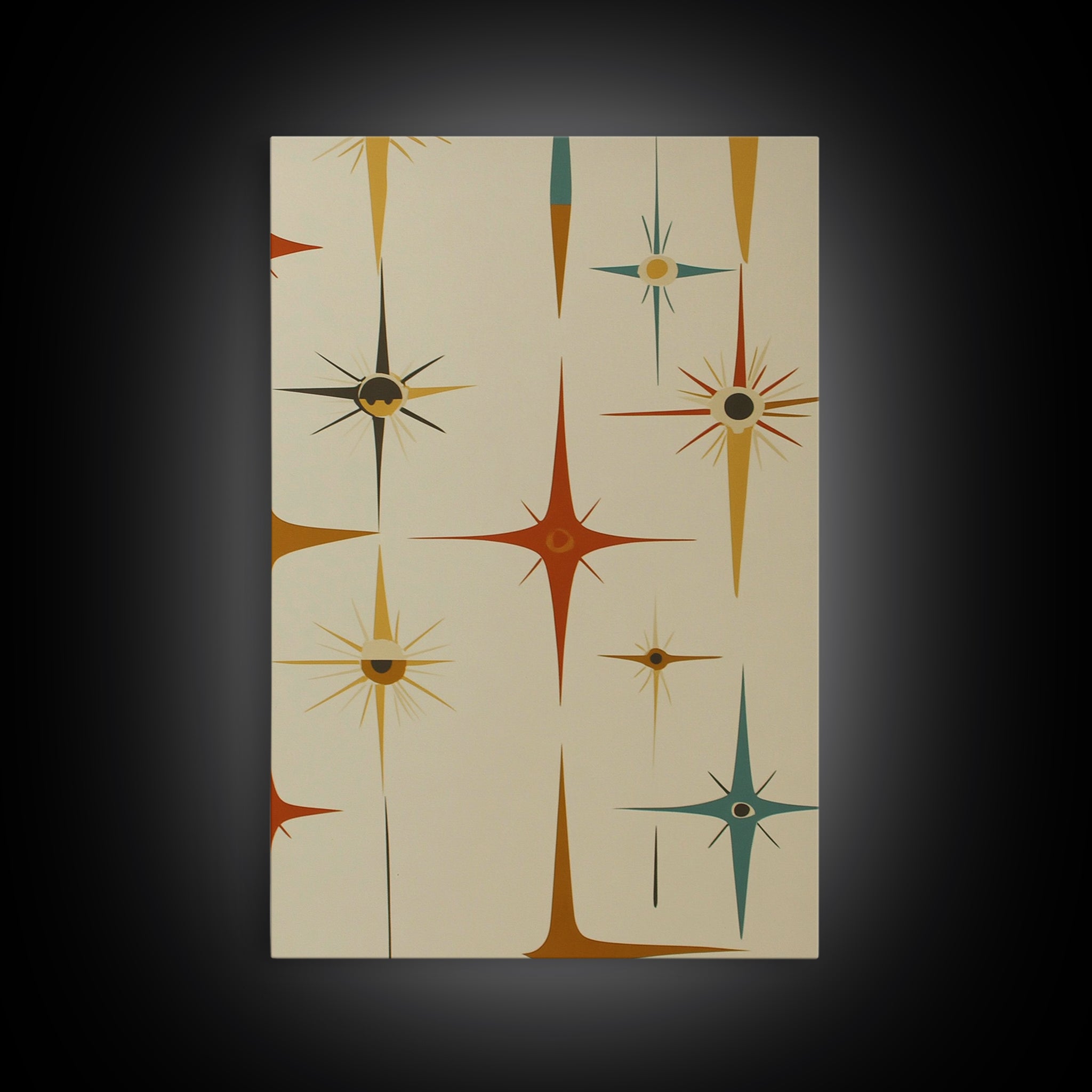 Mid Century Modern Atomic Starburst Retro Wall Art - Atomic Decor - Canvas Print - 50s Style Wall Art - MCM Mid Century Modern Art