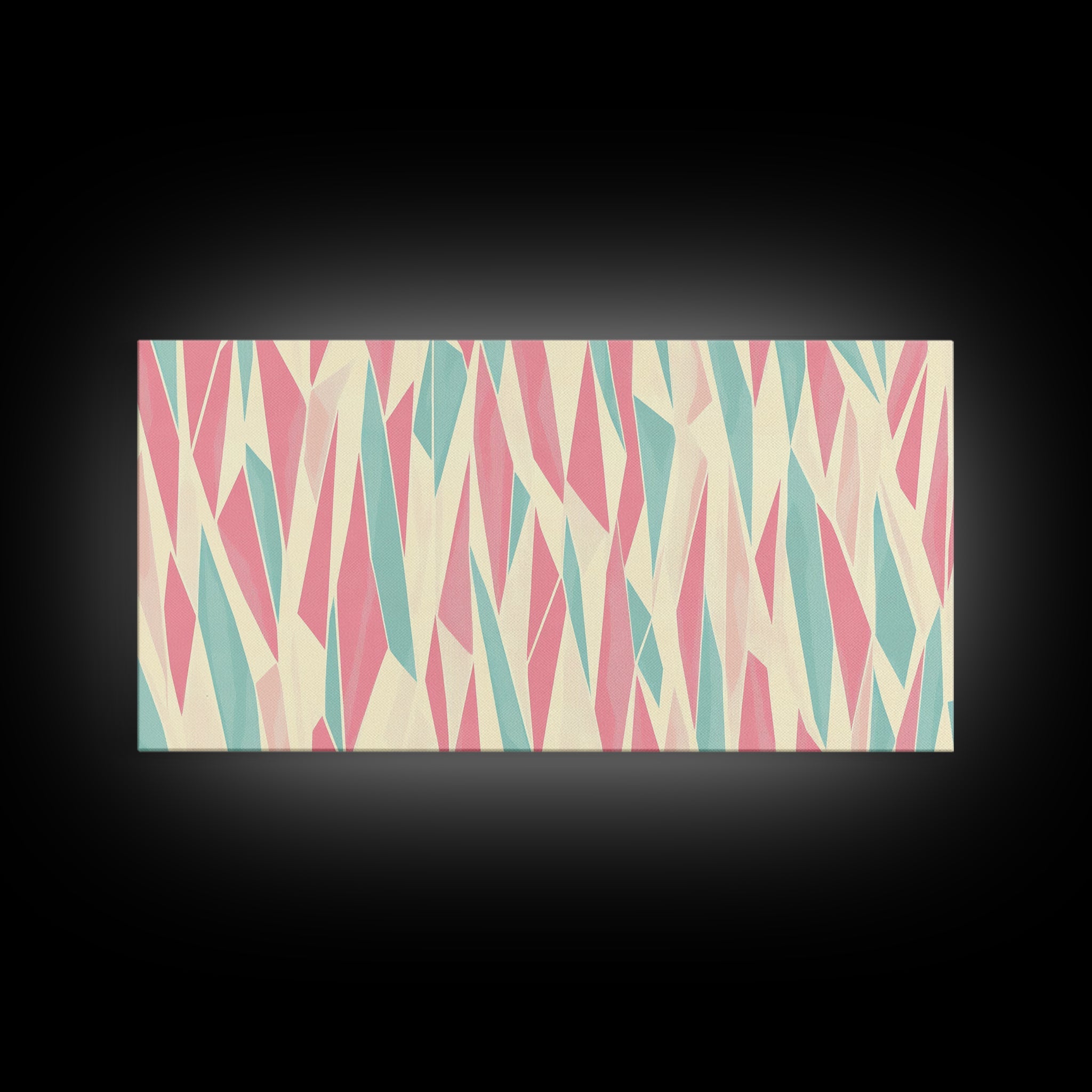 Pastel Mid-Century Modern Art - Retro Geometric Wall Art - Framed Canvas Print - Modern Abstract Painting - Bold Bright Colors