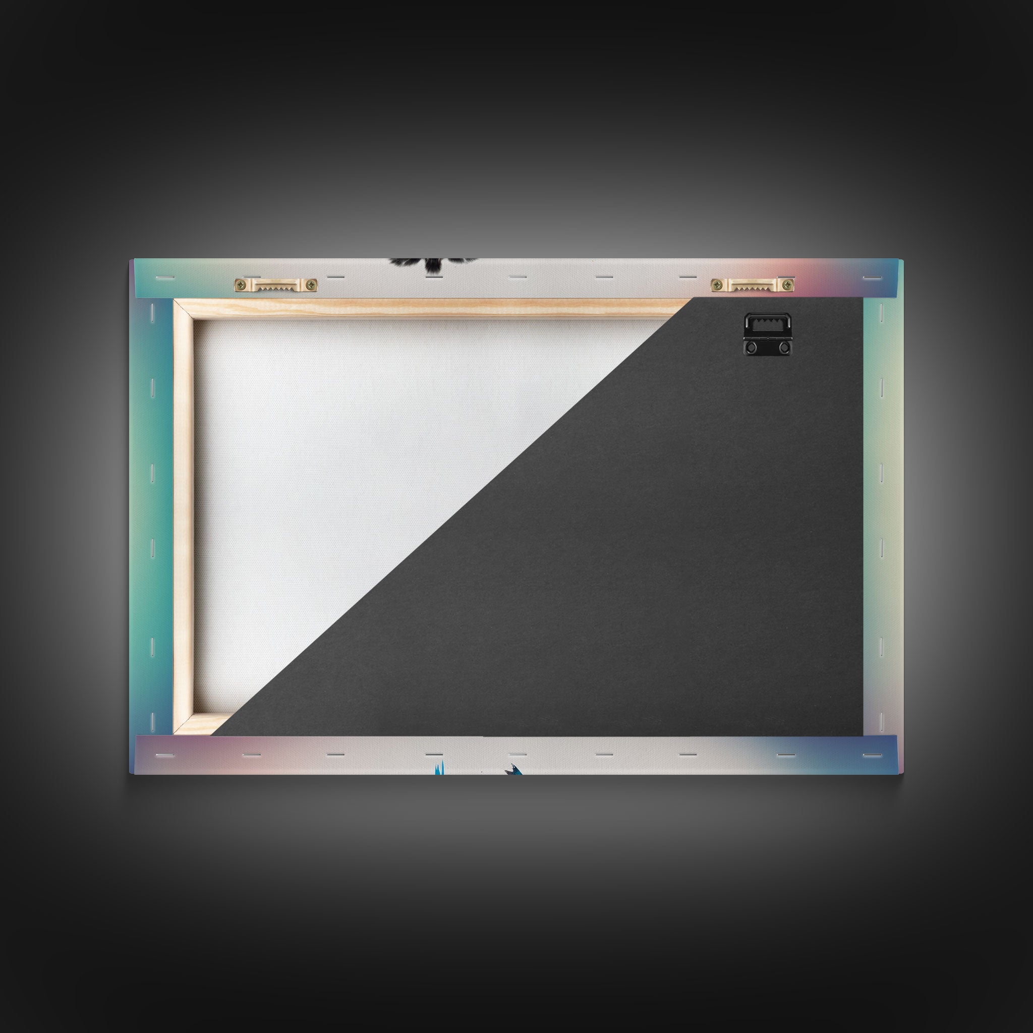 Retrowave / Synthwave Sunset Behind Beautiful Palm Trees, 1980s Style Retro Home Decor, Framed Canvas Print, Double Exposure Art