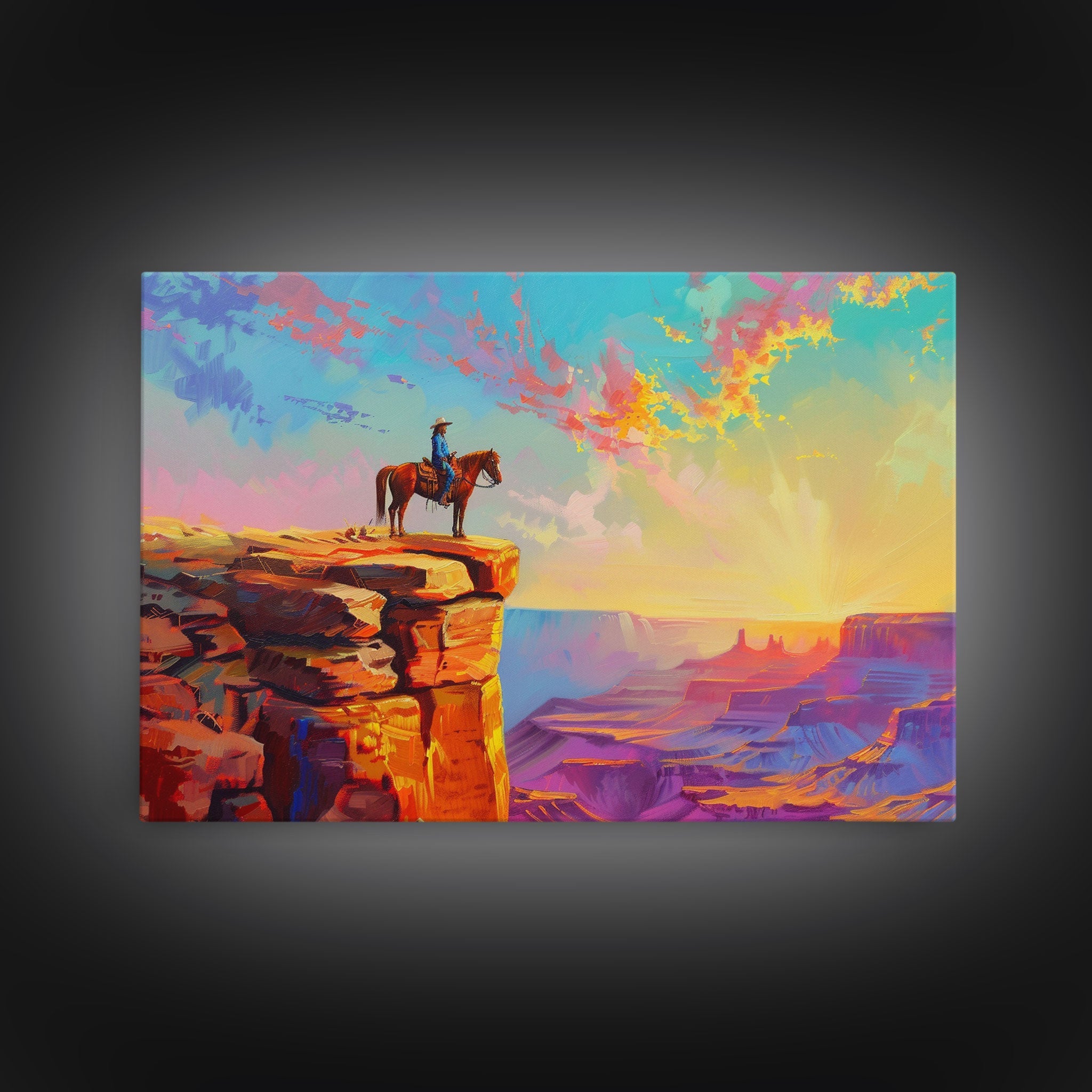 Framed Cowboy Art | 24x36 Wall Art | Equestrian Wall Decor | Western Decor | Southwestern Art | | Retro Wild West | Farmhouse Wall Art