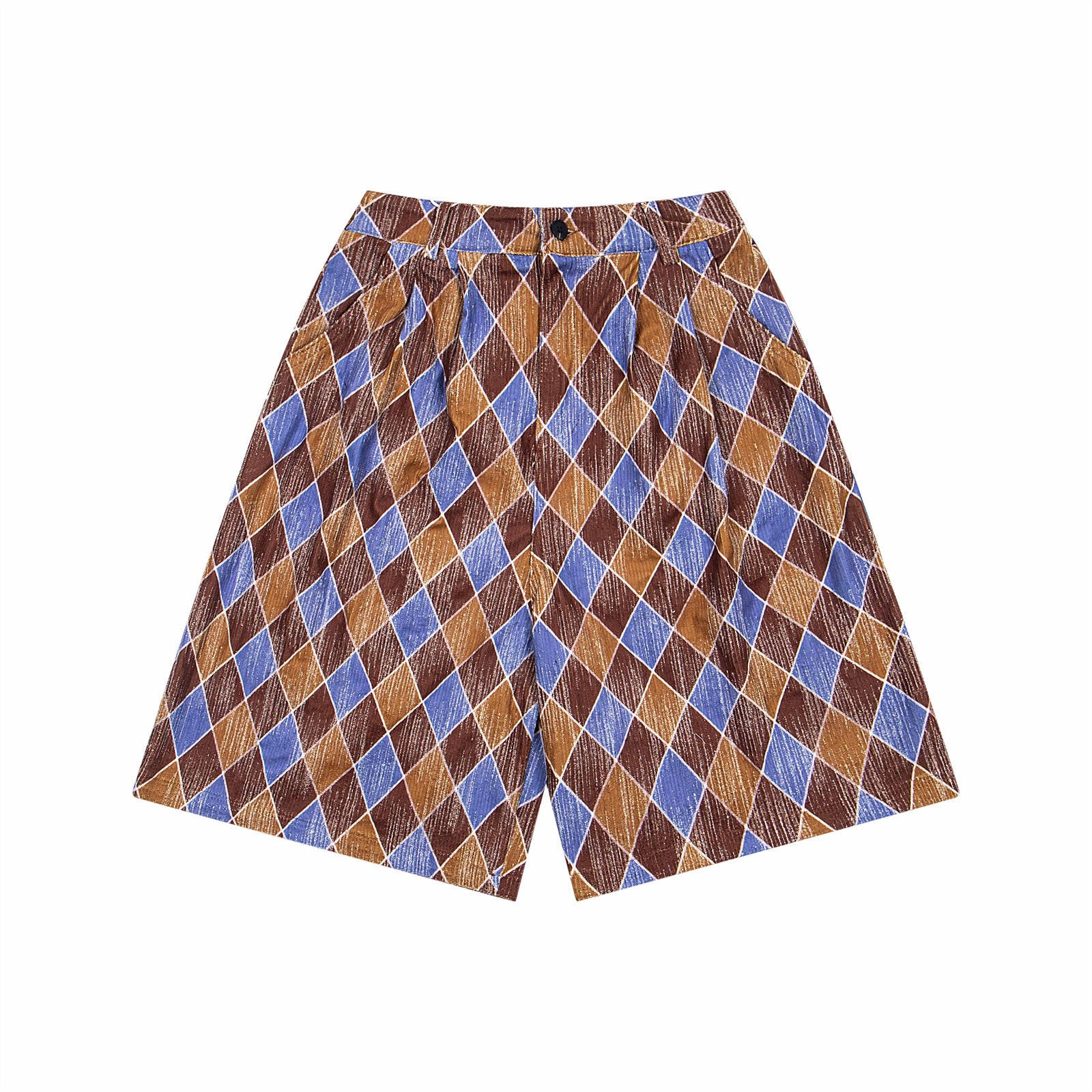 Retro Diamond Grid Shorts Unisex Summer New Casual Loose Five-Quarter Pants Wide Leg Pants