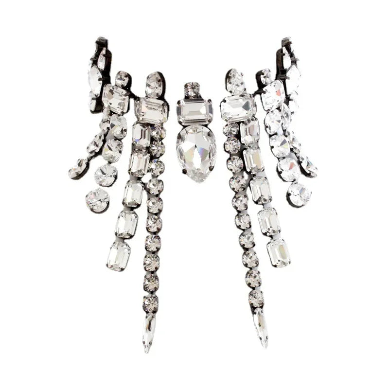 New Rhinestone Large Water Drop Square Choker Necklace for Women Vintage Crystal Tassel Pendant Collar Choker Necklace Gift