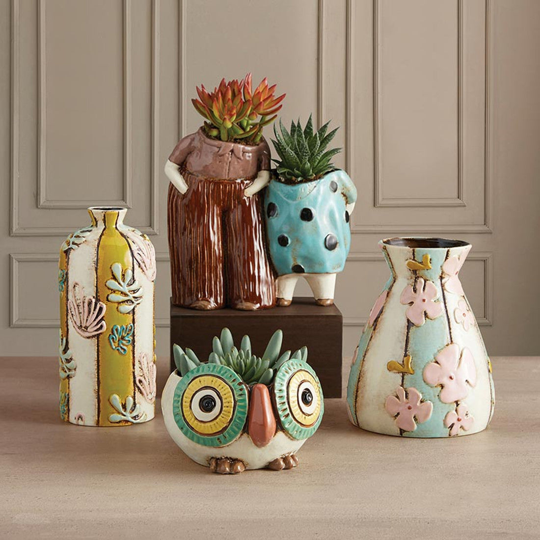 Deep Sea Ceramic Vase | Decorative Flower Bud Holder | 4" x 8"