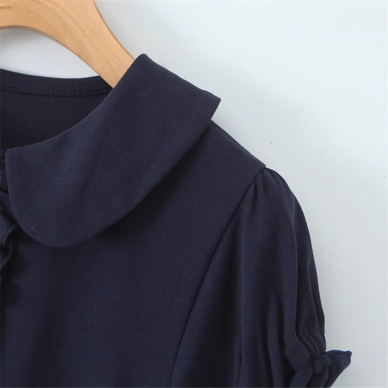 Spring New Women's Fashion Design Unique Versatile Slimming Casual Retro Peter Pan Collar Dress