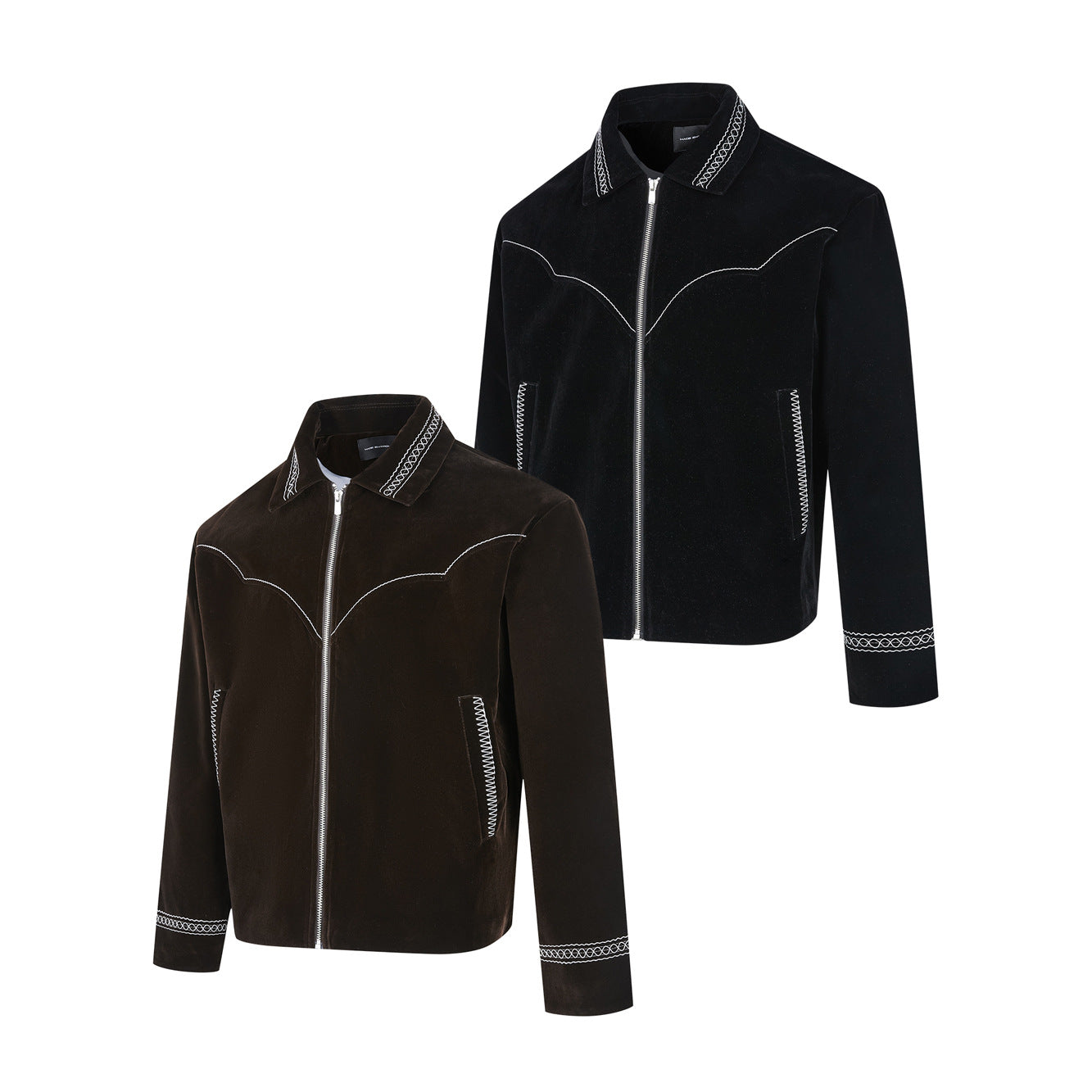 Jacket with Jacquard Pattern Zipper Clean Fit Loose Retro Outerwear for Men and Women