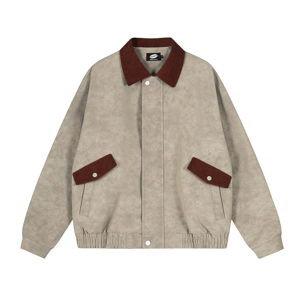 Retro color blocked cool PU leather jacket motorcycle jacket workwear jacket