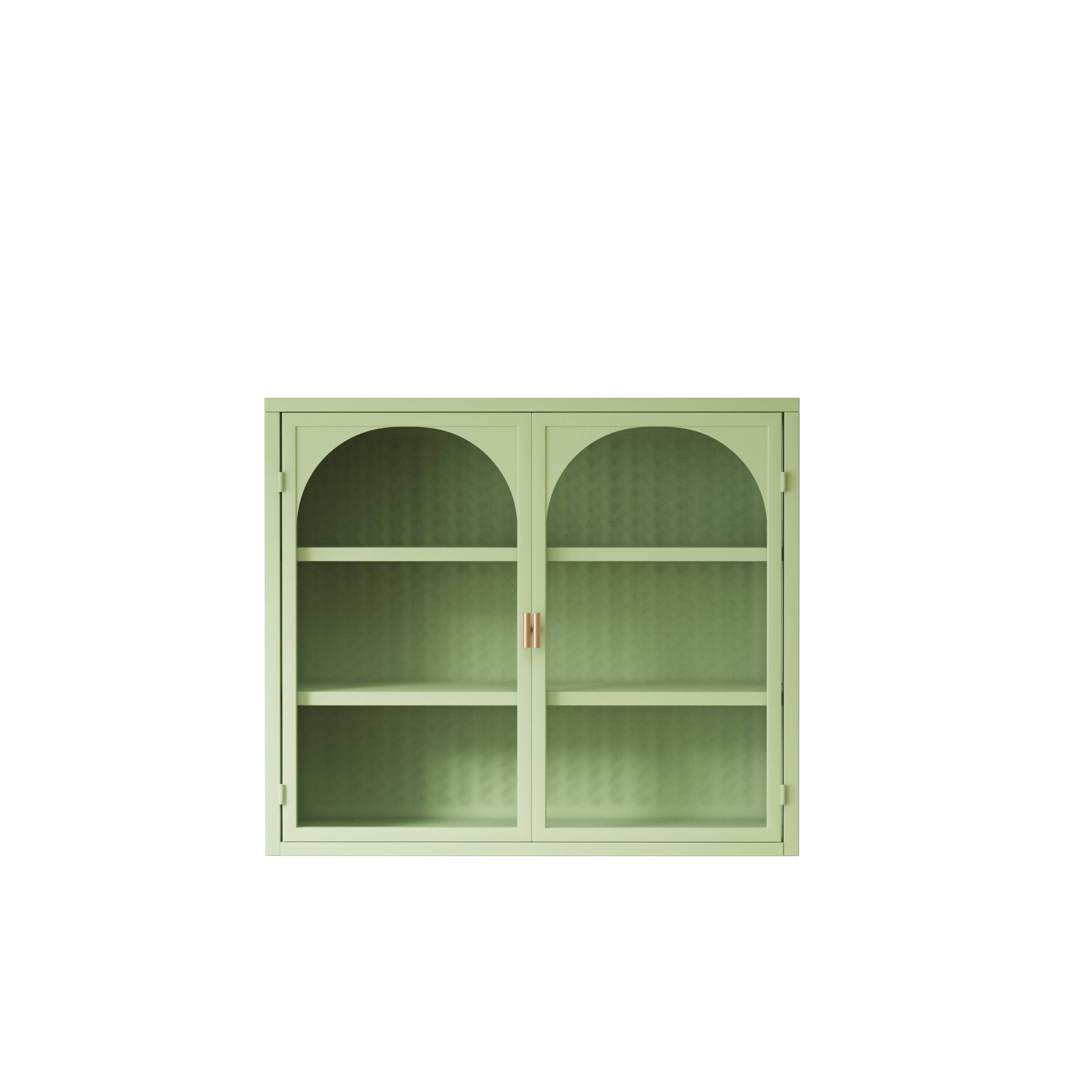 27.56"Glass Doors Modern Two-door Wall Cabinet with Featuring Three-tier Green