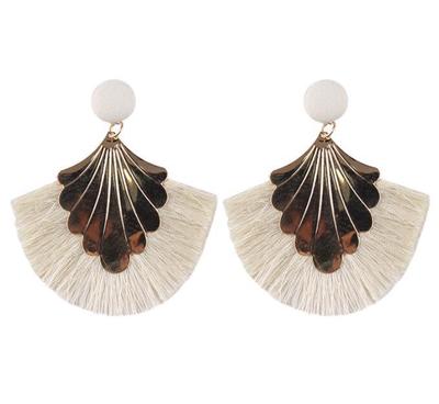 Bohemia Fan Shaped Tassel Earrings For Women Exaggerated Big Statement Fringed Earrings Vintage Dangle Drop Earrings