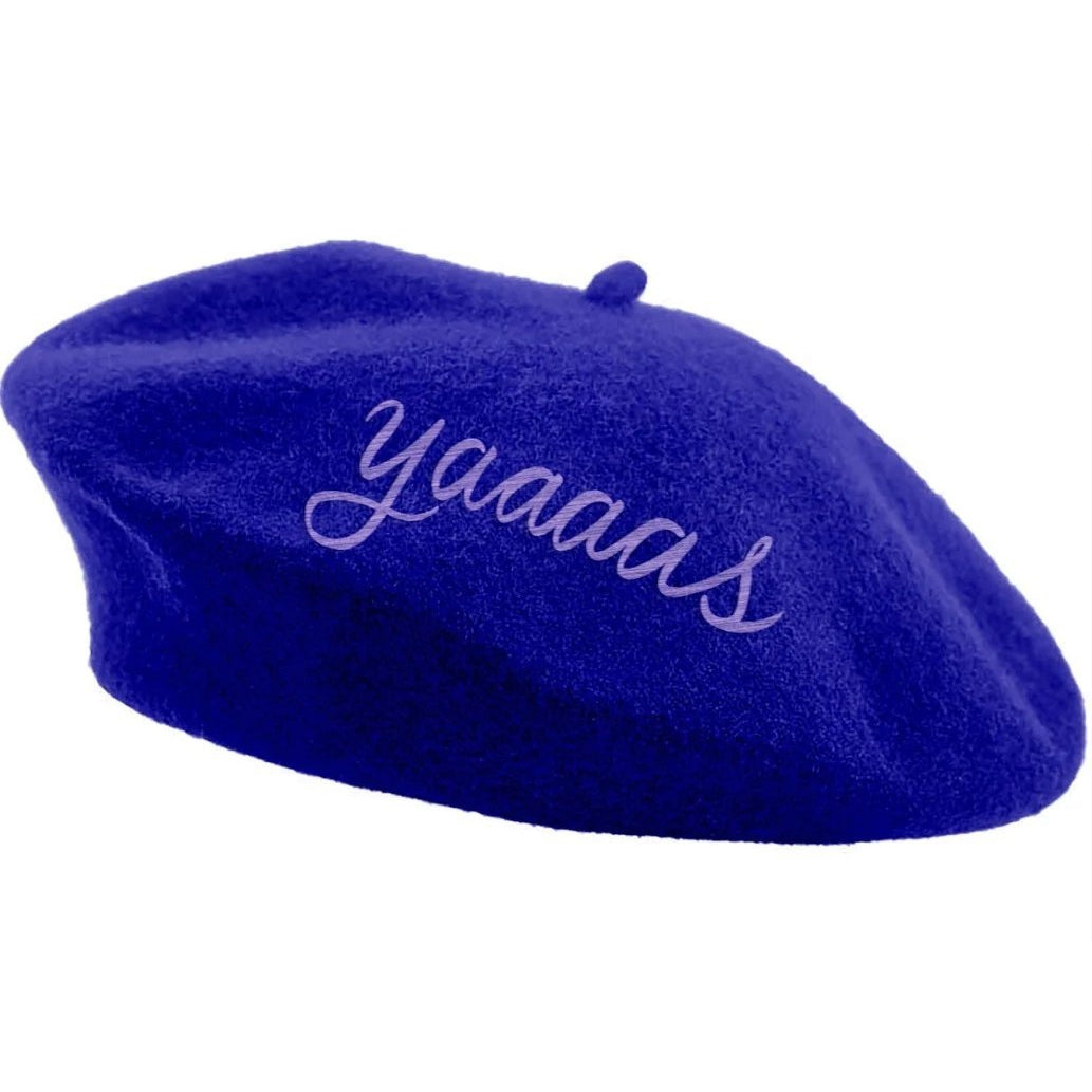 FLASH SALE: Embroidered Berets in 5 Fun Colors and Sayings | Wool and Nylon
