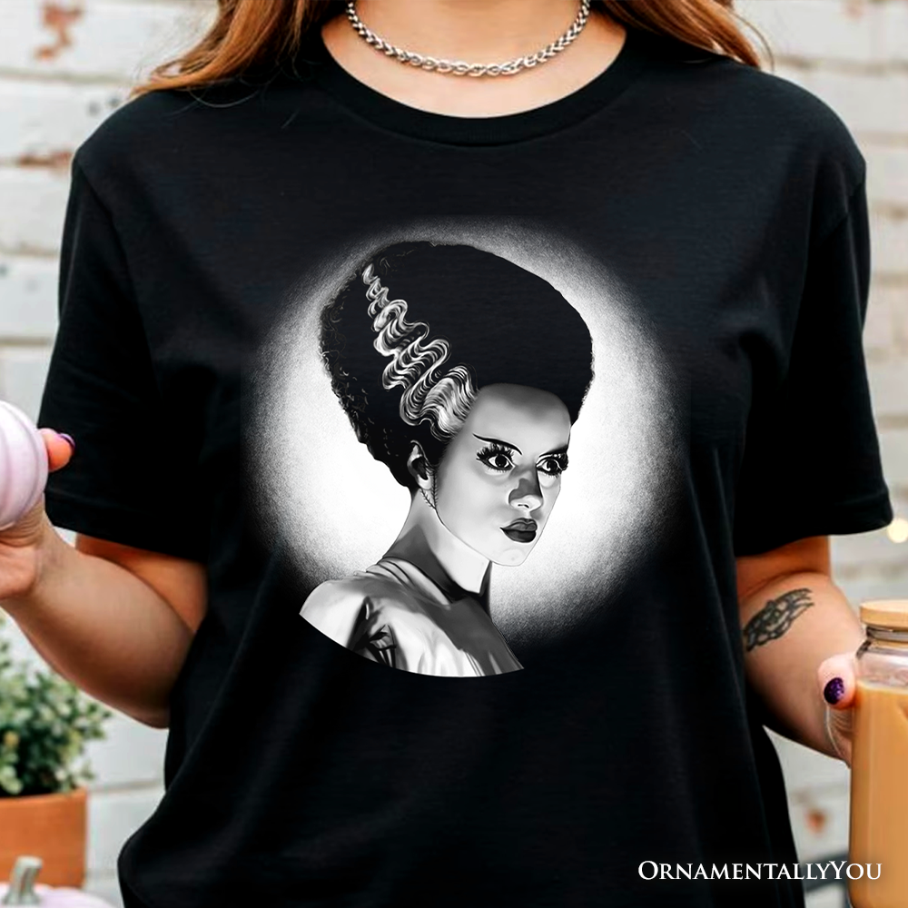 Frankenstein's Bride Spooky Portrait T-Shirt, Horror Villain Theme Halloween Tee