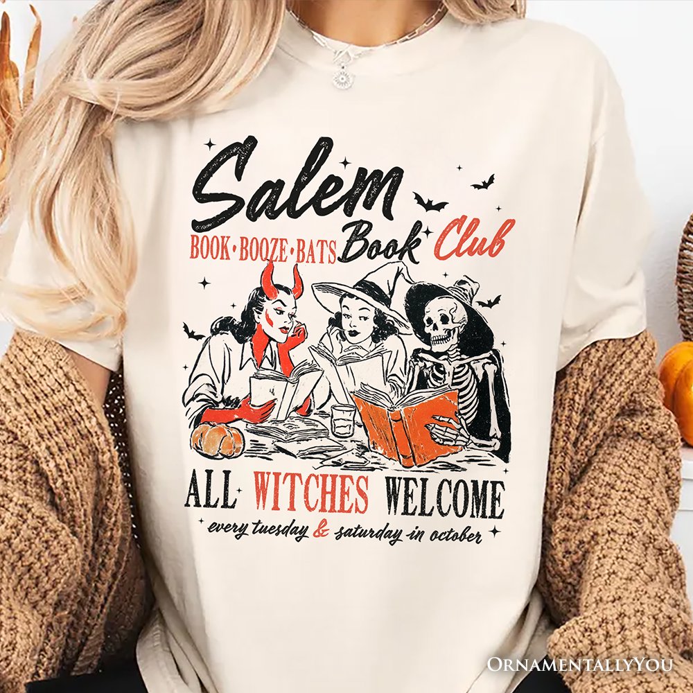 Salem Book Club Witches T-Shirt, Spooky Halloween Reading Girl Tee