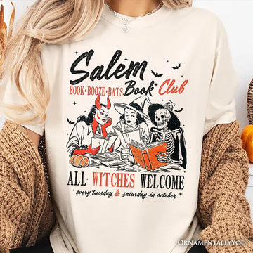 Salem Book Club Witches T-Shirt, Spooky Halloween Reading Girl Tee