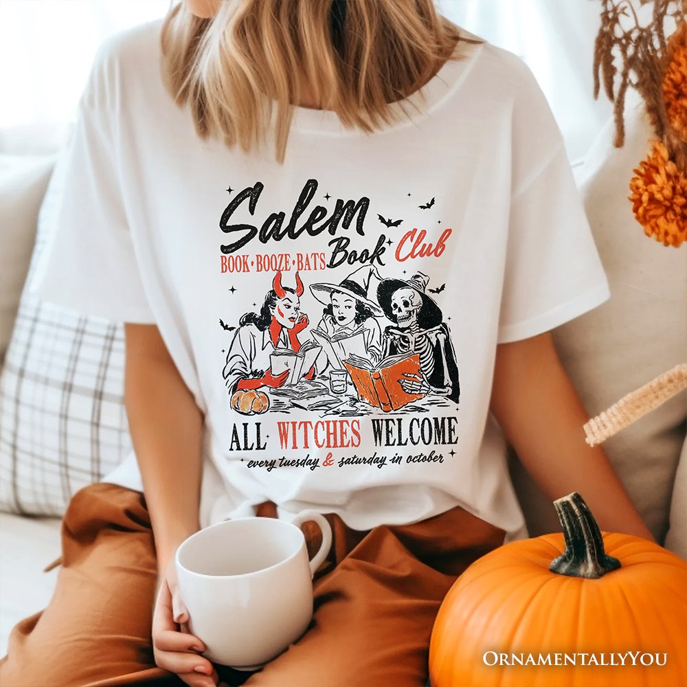 Salem Book Club Witches T-Shirt, Spooky Halloween Reading Girl Tee
