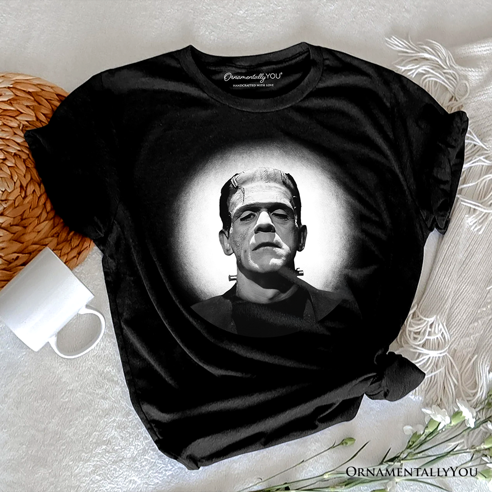 Frankenstein Spooky Portrait T-Shirt, Horror Villain Theme Halloween Tee