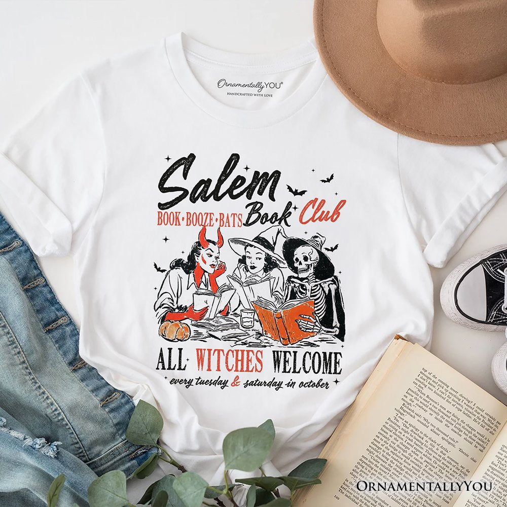 Salem Book Club Witches T-Shirt, Spooky Halloween Reading Girl Tee