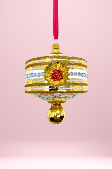 Gold Harlequin Lantern Glass Ornament