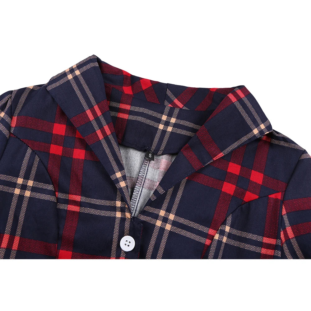 Short Sleeve Plaid Fit and Flare Midi Dress with Tie Belt