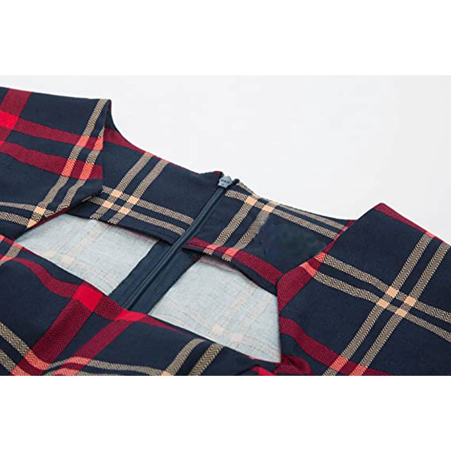 Short Sleeve Plaid Sheath Midi Dress