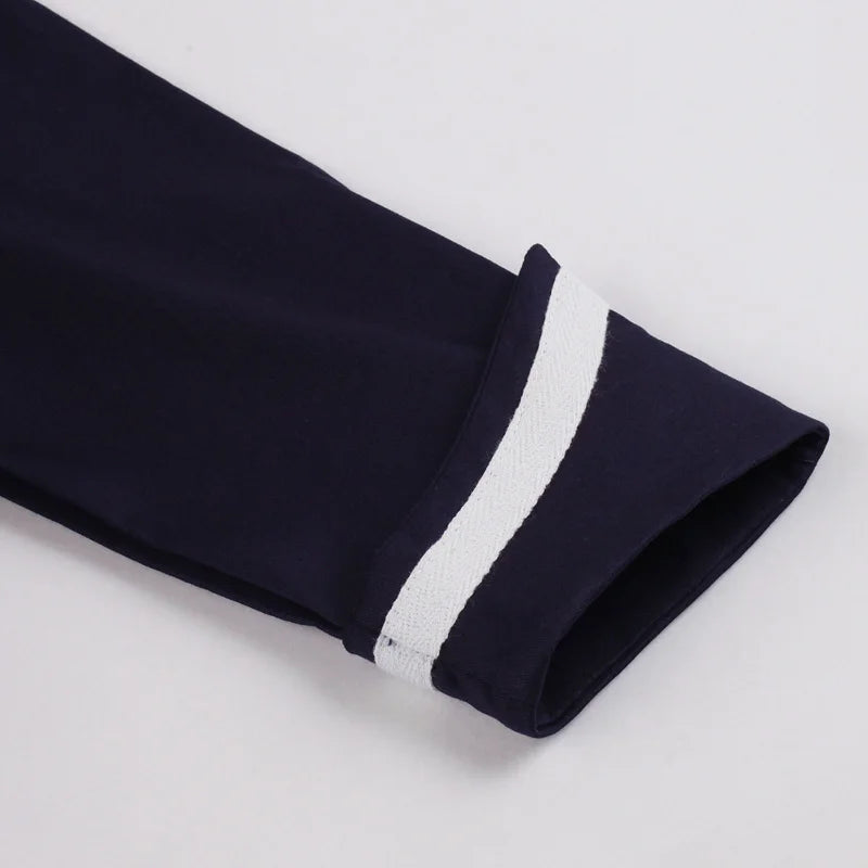 Contrast Trim Wrap Collar Fit & Flare Dress