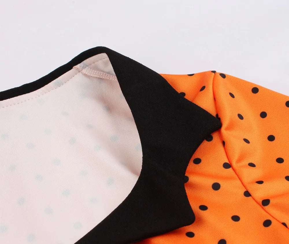 Short Sleeve Polka Dot Panel Fit and Flare Midi Dress