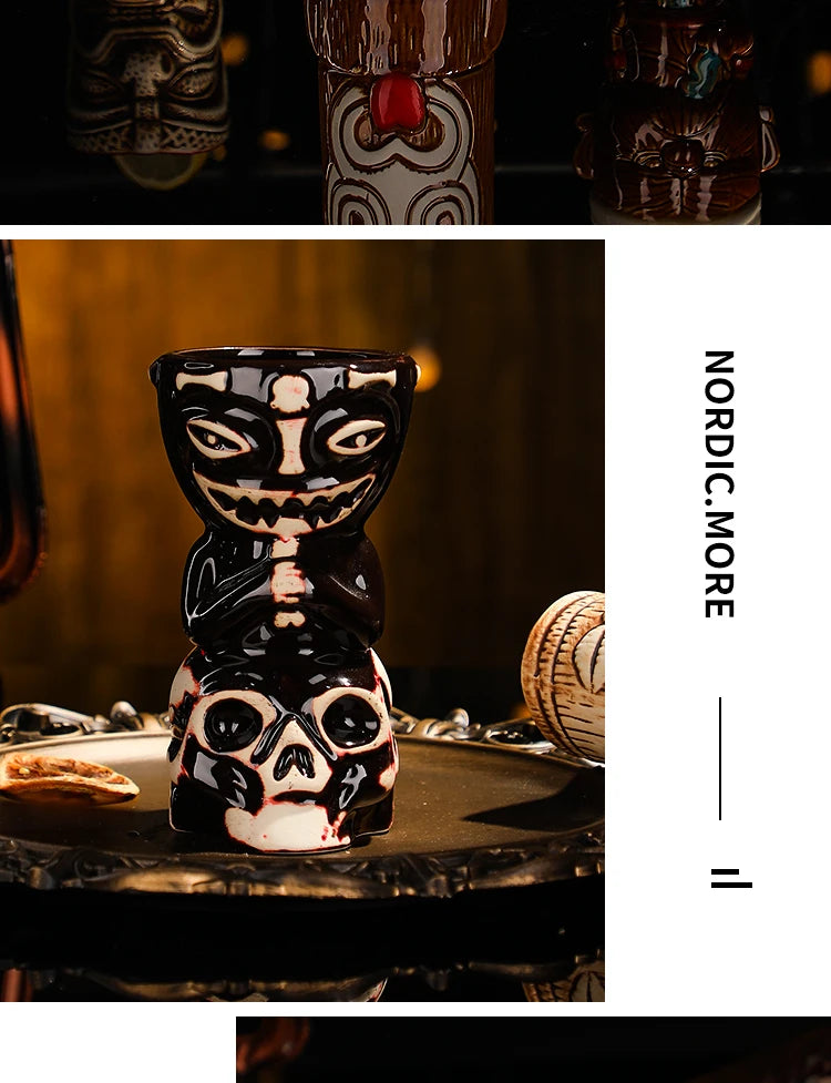 Polynesian Pop Retro Tiki Mug – Halloween & Cocktail Skeleton Edition