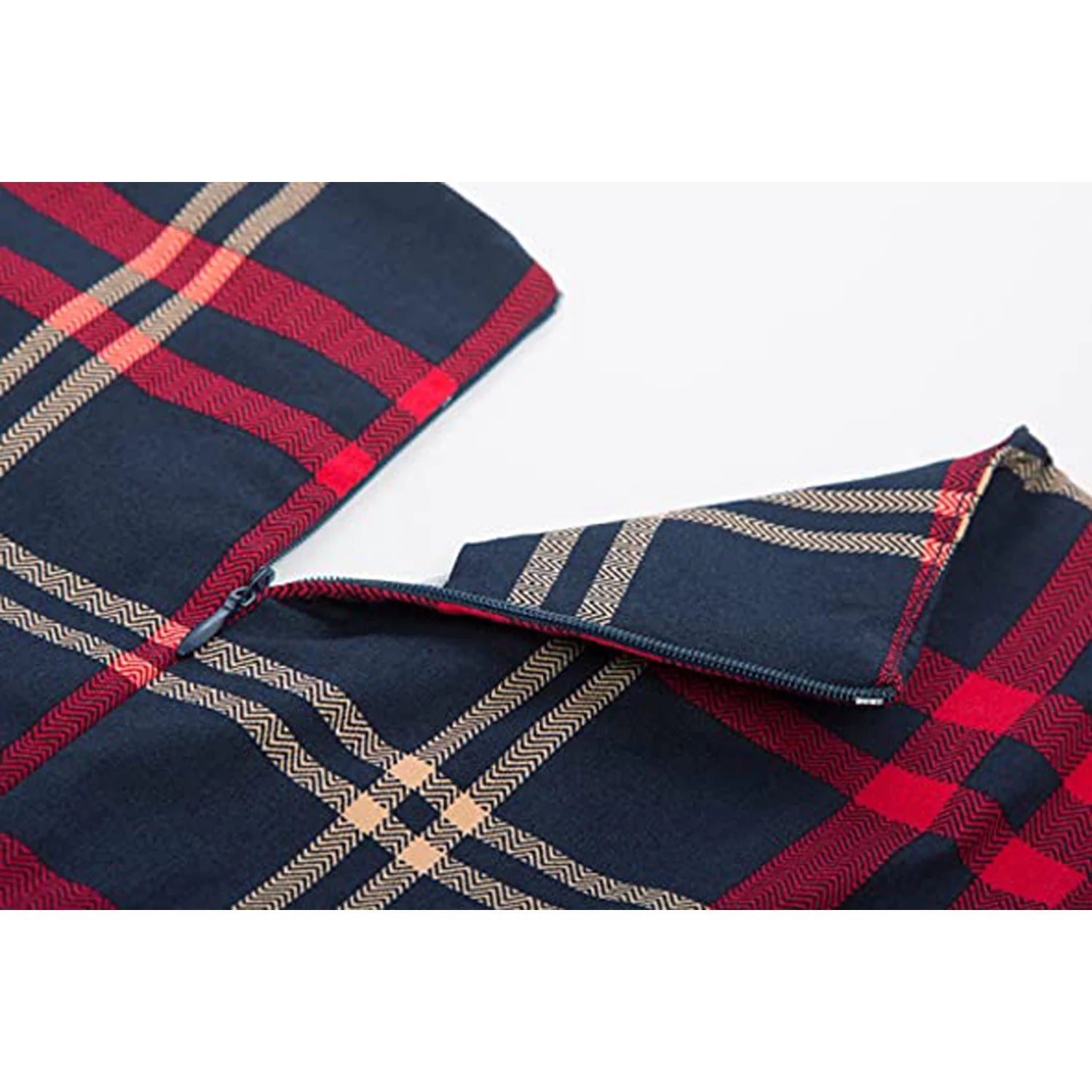 Short Sleeve Plaid Sheath Midi Dress
