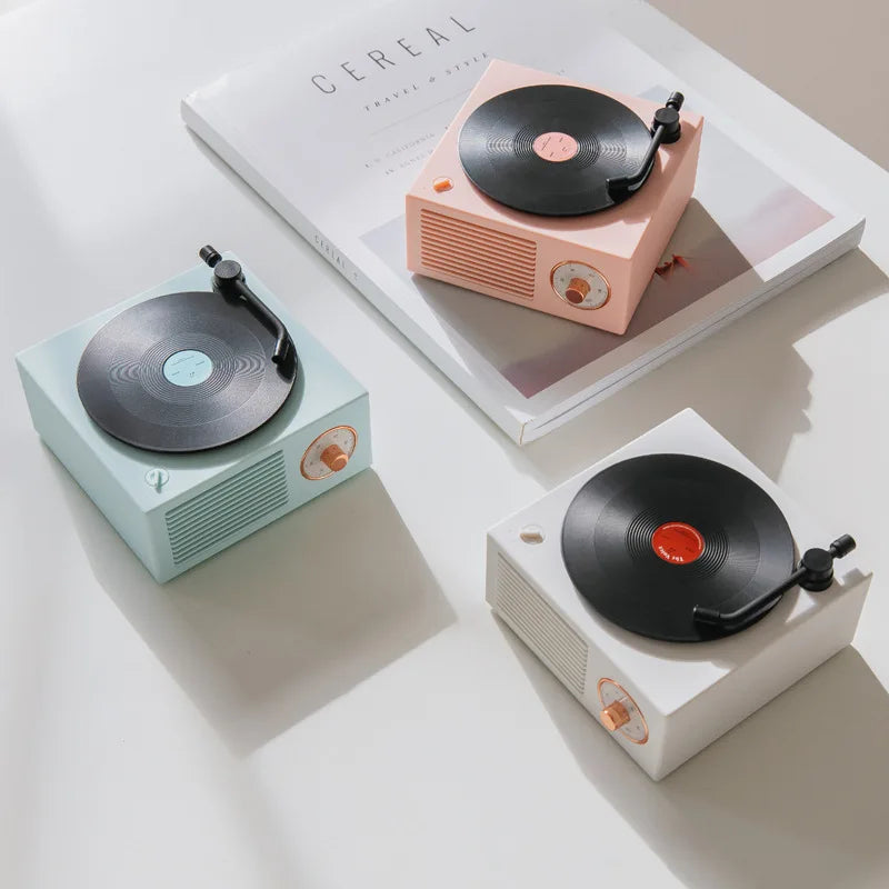 Retro Bluetooth Speaker Vinyl Record Player Bluetooth Audio Wireless Mini Portable Small Cannon Multifunctional