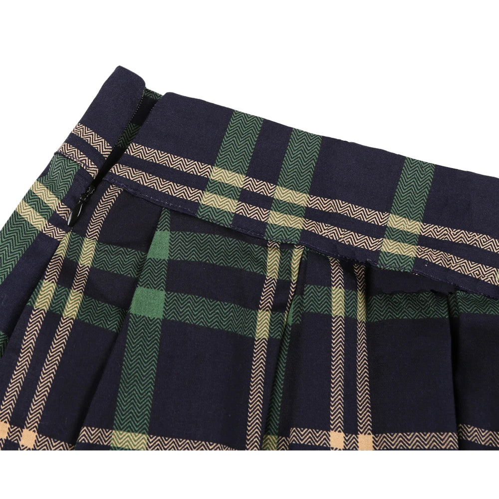 High Waist Plaid A Line Midi Skirt