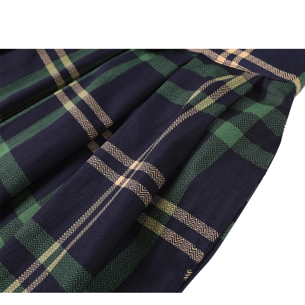 High Waist Plaid A Line Midi Skirt