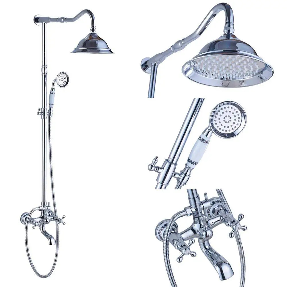 Classic Americana Antique Brass 8" Rainfall Shower Faucet Set