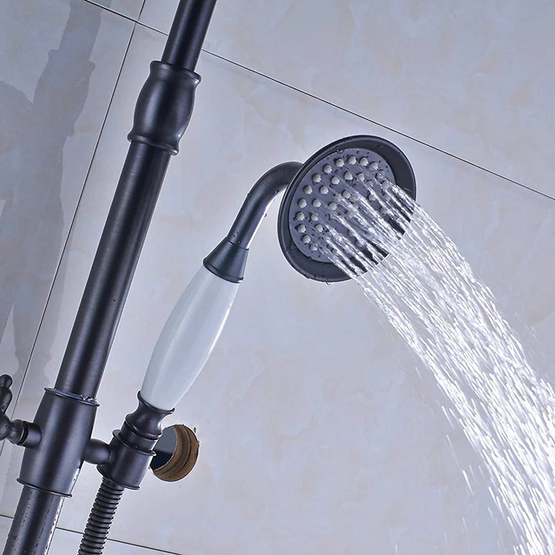 Classic Americana Antique Brass 8" Rainfall Shower Faucet Set