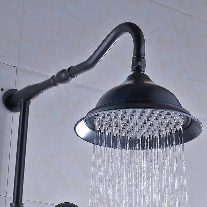 Classic Americana Antique Brass 8" Rainfall Shower Faucet Set