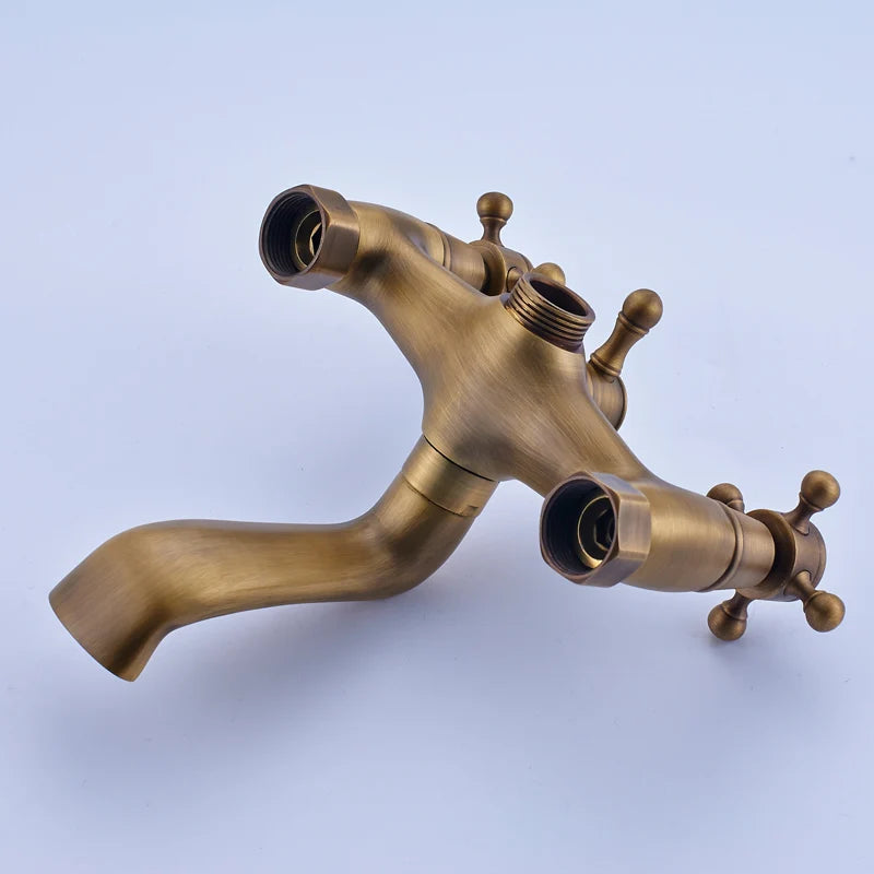 Classic Americana Antique Brass 8" Rainfall Shower Faucet Set