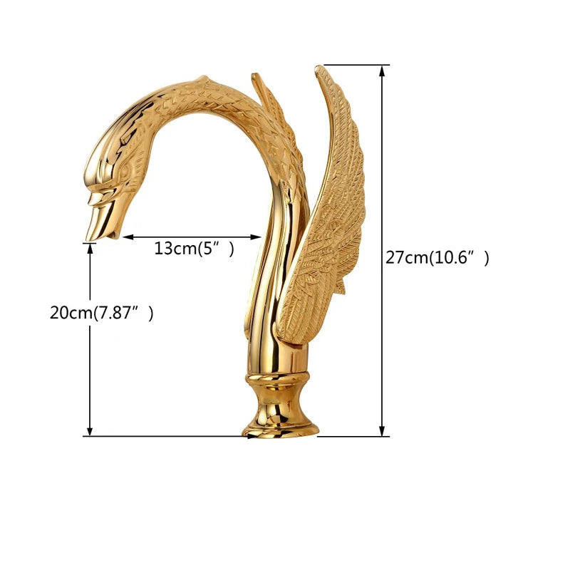 Hollywood Regency Golden Swan Dual Crystal Handle Basin Tap