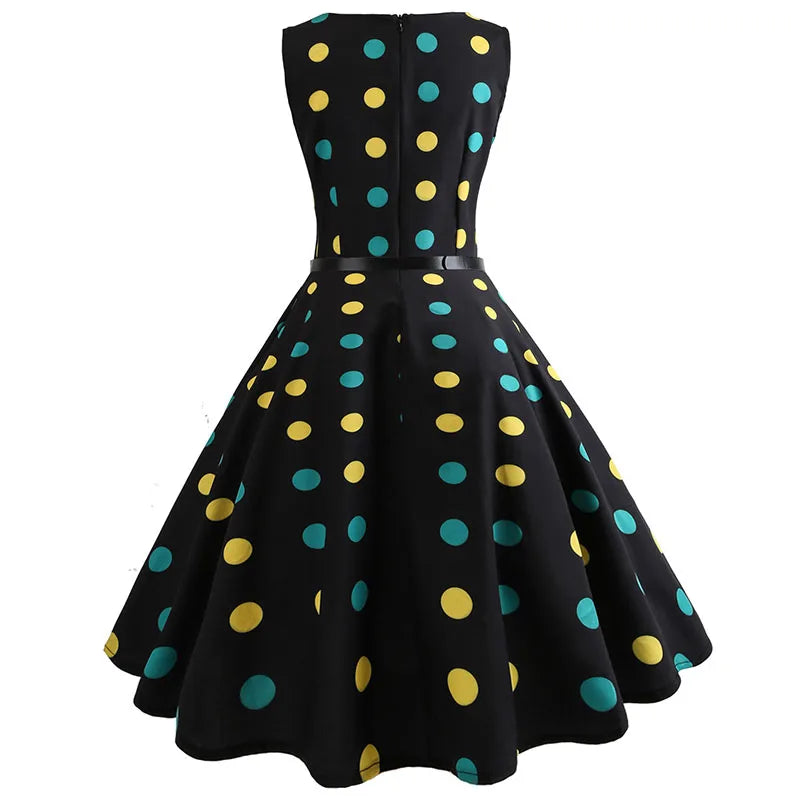 Floral Print Women Summer Dress Hepburn 50s 60s Retro Swing Vintage Dress A-Line Party Dresses With Belt jurken