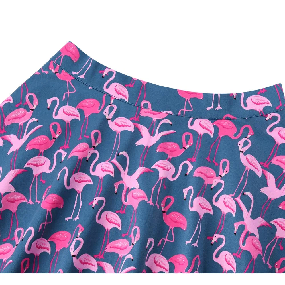 High Waist Western Print Midi Circle Skirt