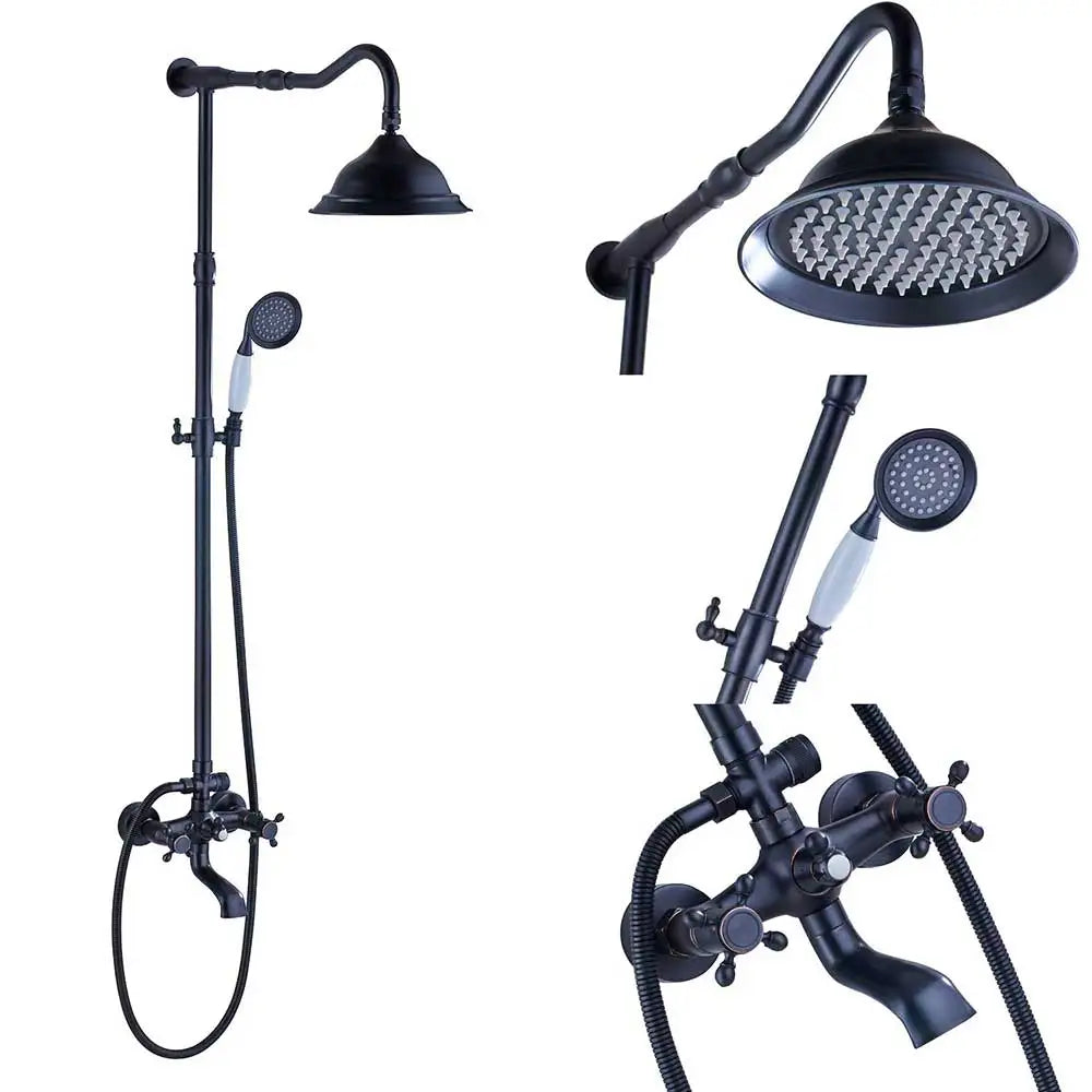 Classic Americana Antique Brass 8" Rainfall Shower Faucet Set