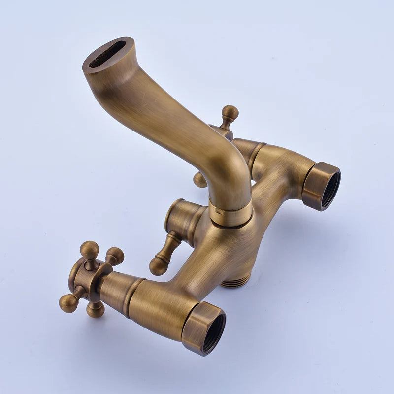 Classic Americana Antique Brass 8" Rainfall Shower Faucet Set