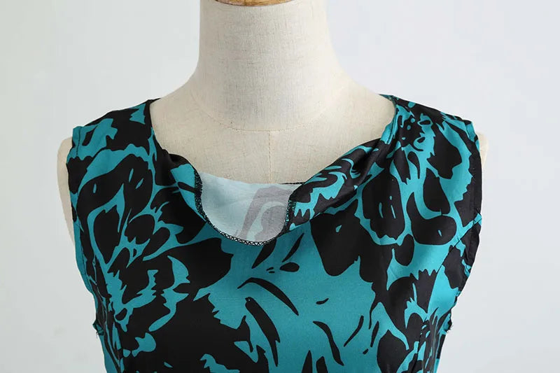 Floral Print Women Summer Dress Hepburn 50s 60s Retro Swing Vintage Dress A-Line Party Dresses With Belt jurken