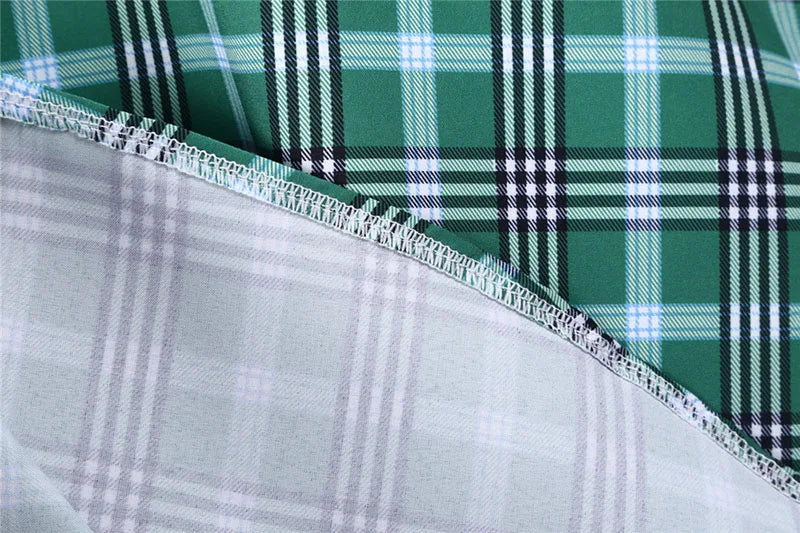 Short Sleeve Plaid Button Front Midi Dress with Belt