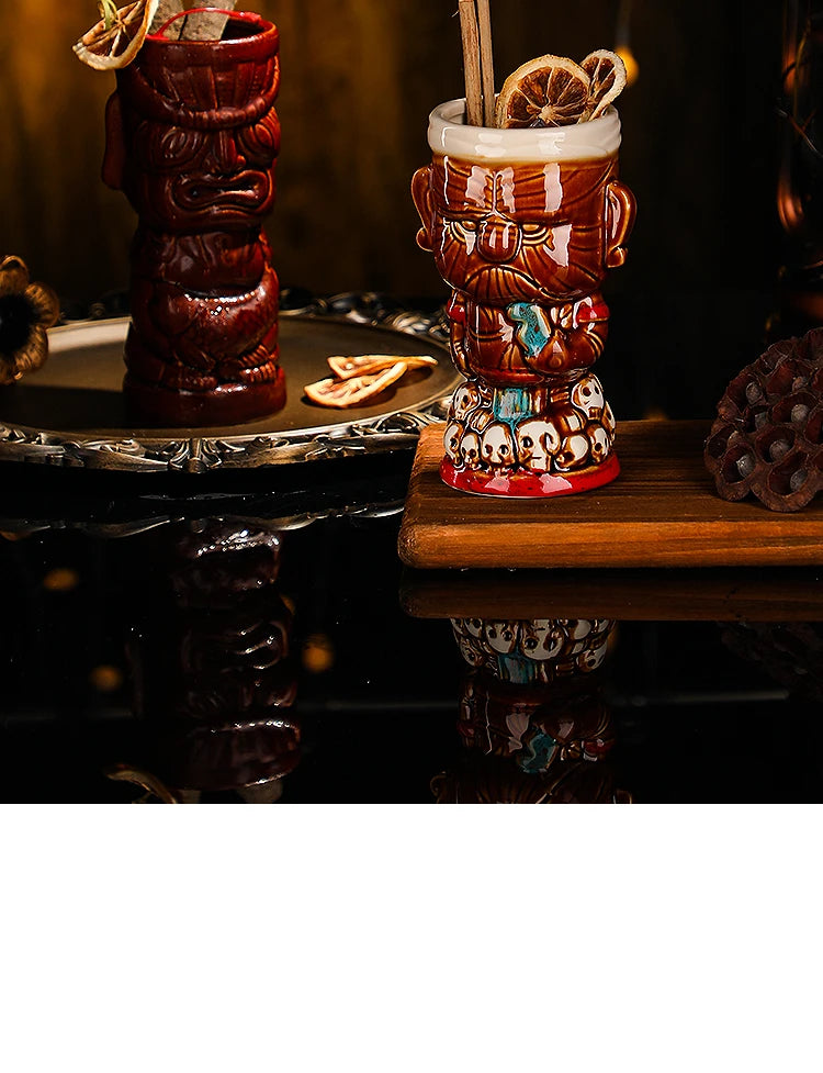 Polynesian Pop Retro Tiki Mug – Halloween & Cocktail Skeleton Edition