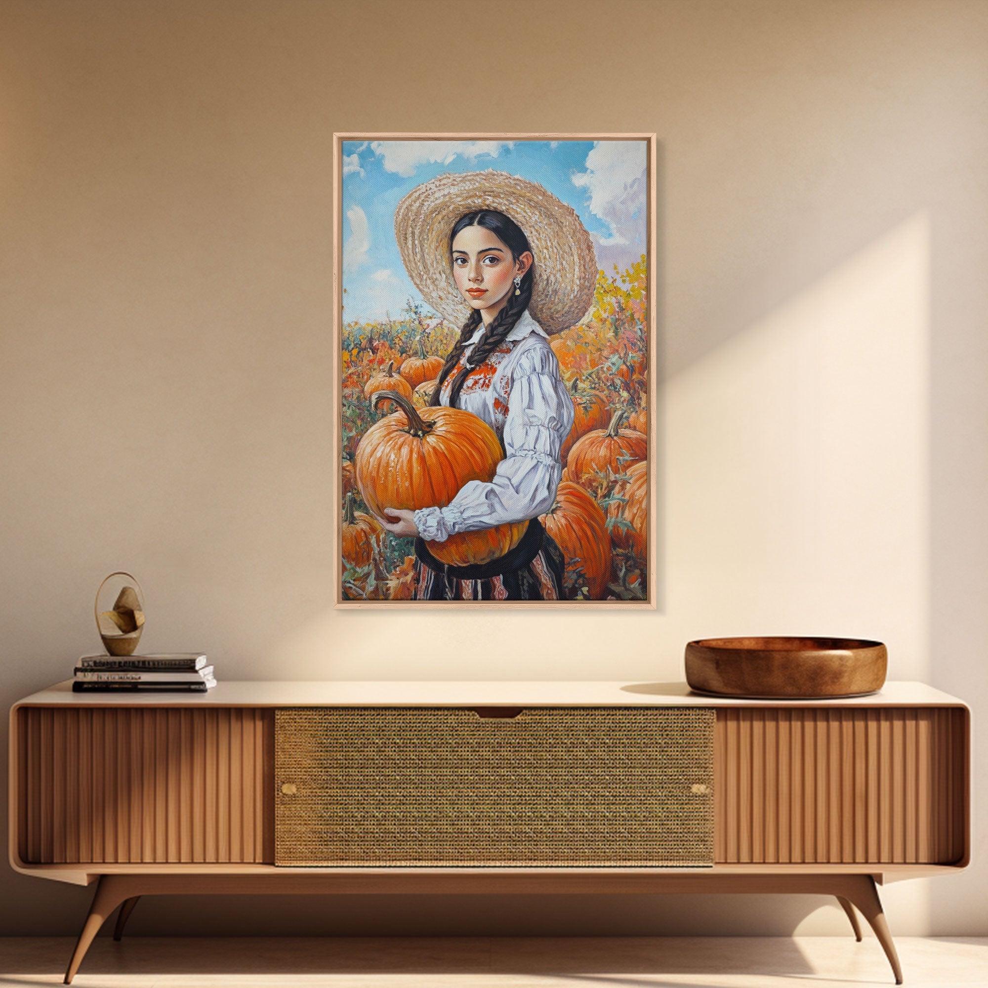 Retro Cowgirl in Pink Hat Canvas Print, Vibrant Holiday Wall Art, Christmas Decor, Christmas Wall Art, Perfect Holiday Gift, Canvas Print