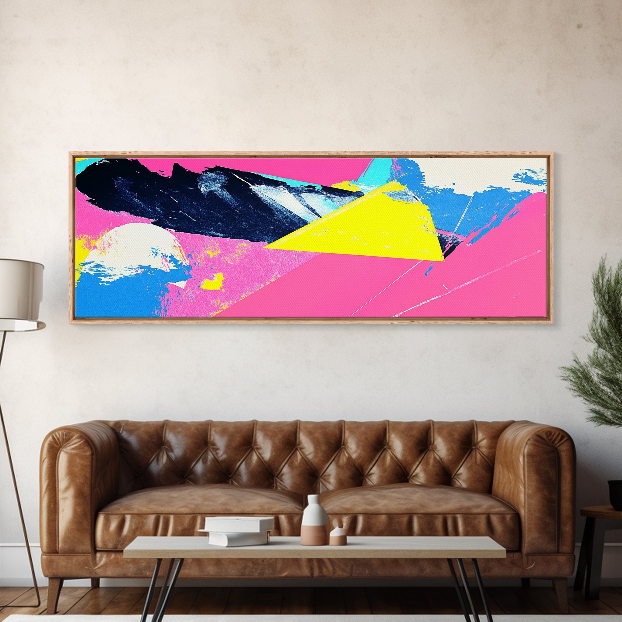 Vaporwave Abstract Wall Art, Canvas Print, Retro 80s Vibe Home Decor, Pink and Turquoise Wall Art, Oversized Art