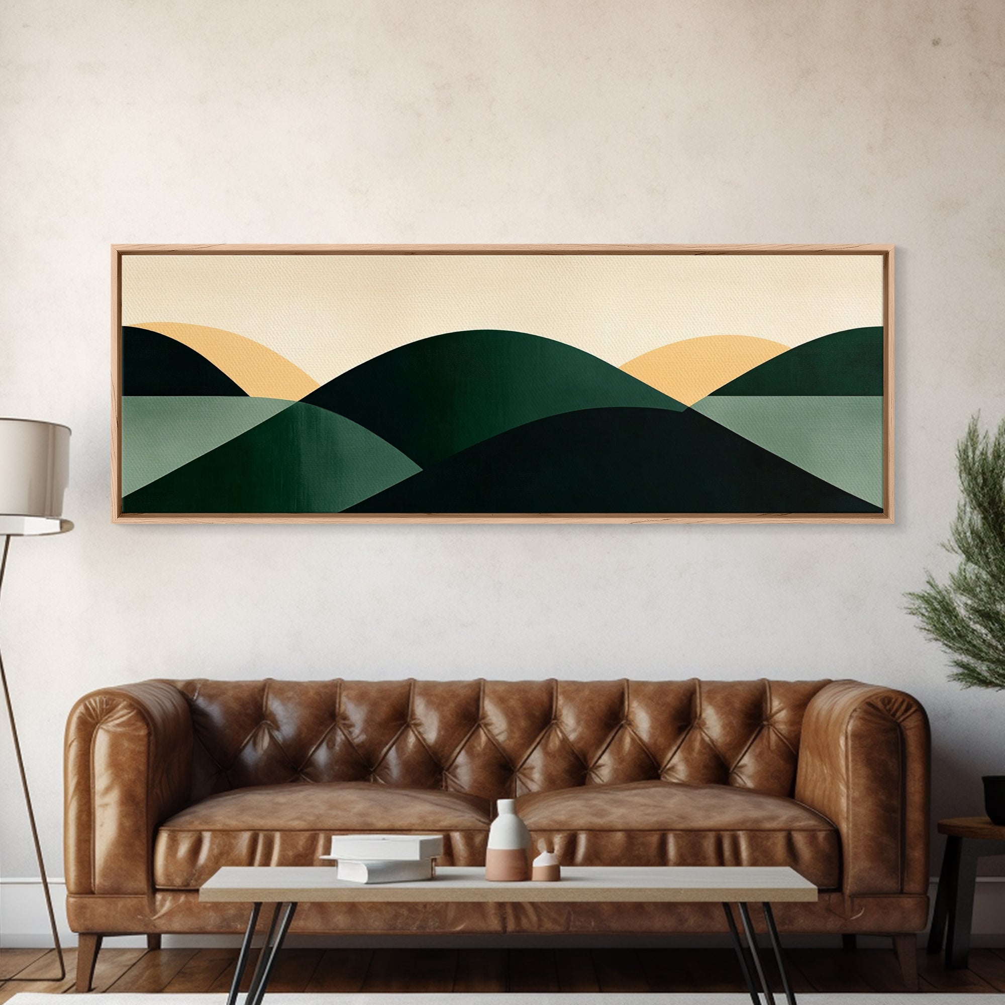 Abstract Mid-Century Modern Geometric Shapes Wall Art, Framed Canvas Print, Mid Century Modern Home Decor, Above Sofa or Bed Boho Art