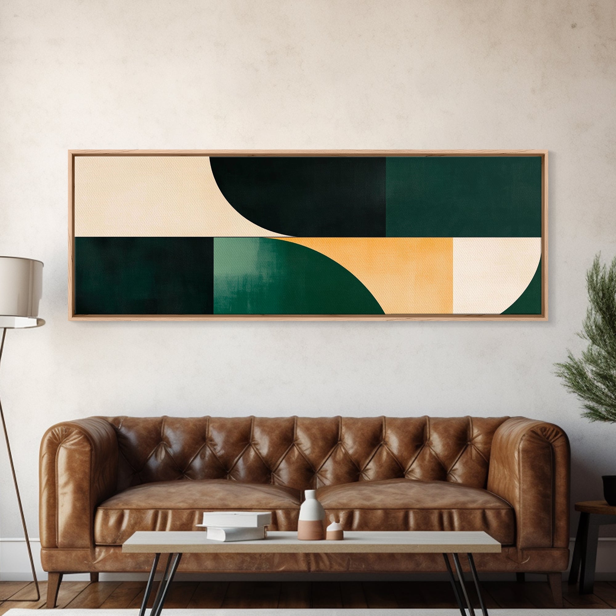 Geometric Mid-Century Modern Wall Art, Framed Canvas Print, Abstract Art, Modern Art, Geometric Patterns, MCM Home Decor, Emerald Green Art