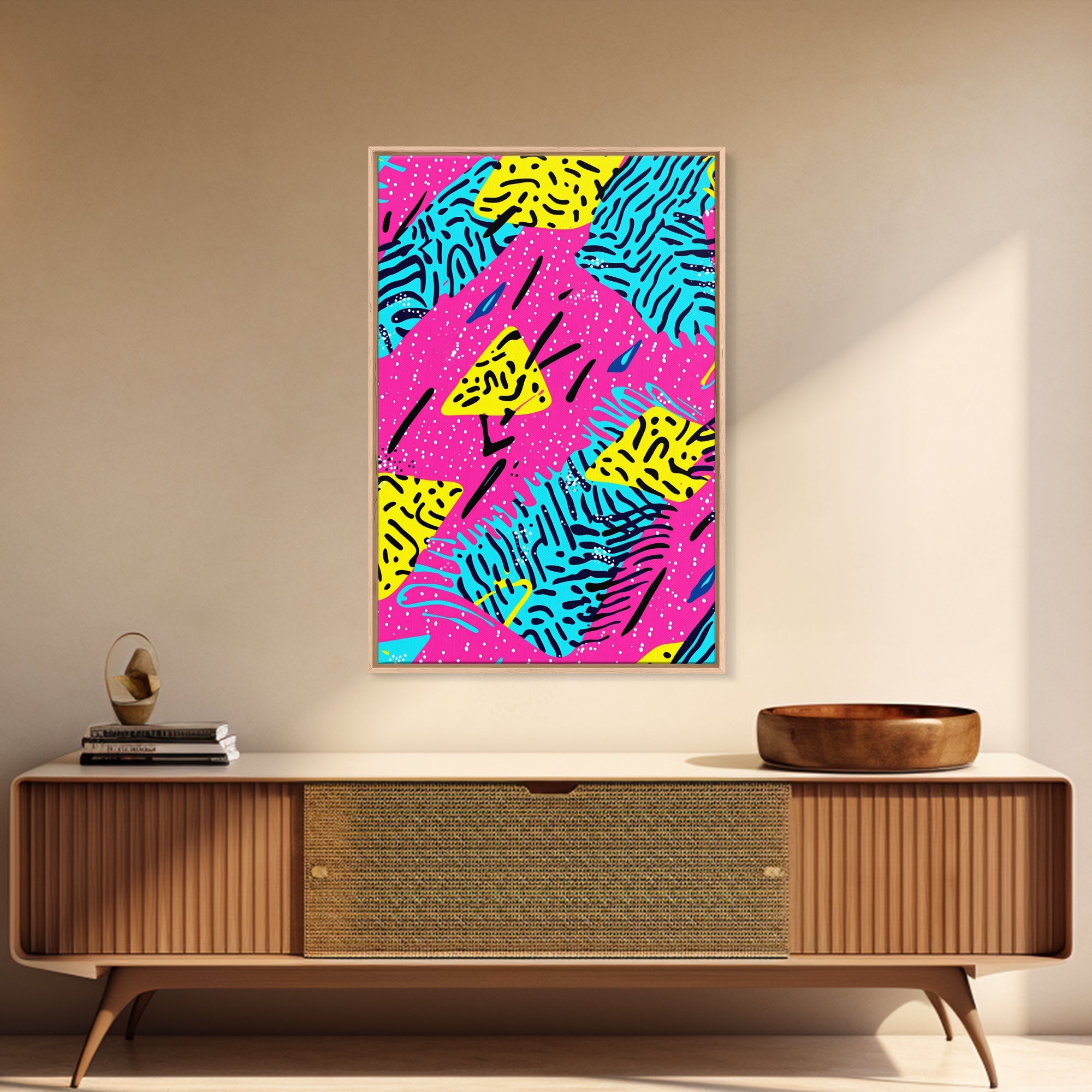 Retro 90s Style Abstract Art Canvas Print Preppy Decor Living Room Or Dorm Room Wall Art
