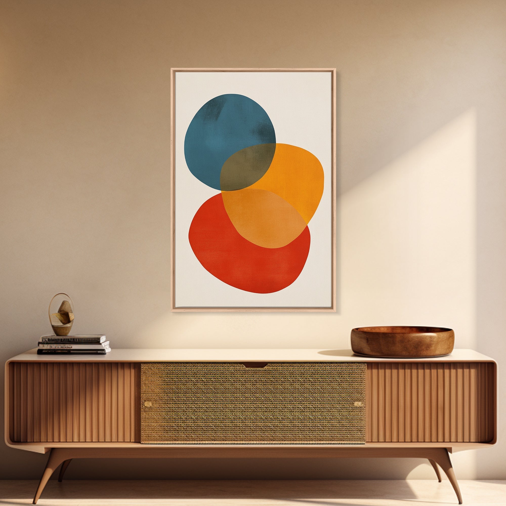 Large Abstract Canvas Wall Art Framed Canvas Print Modern Abstract Painting Colors and Shapes Retro Modern Art