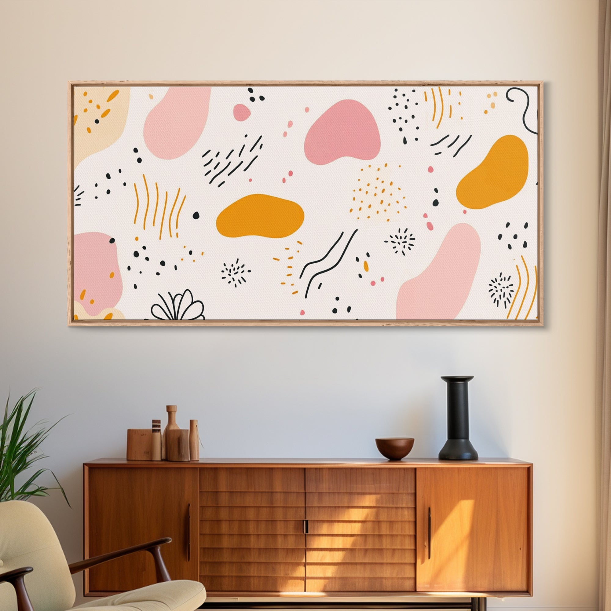 Mid Cenutry Modern Retro 90s Inspired Shopping Mall Wall Art Canvas Print, Abstract Art, Horizontal Canvas Ready To Hang